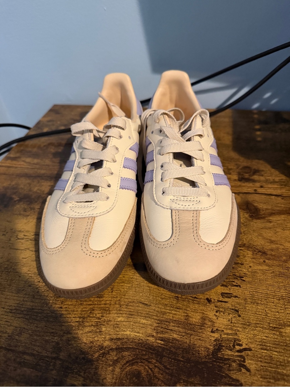 Adidas Samba Women's Cream Sneakers with Lilac Stripes